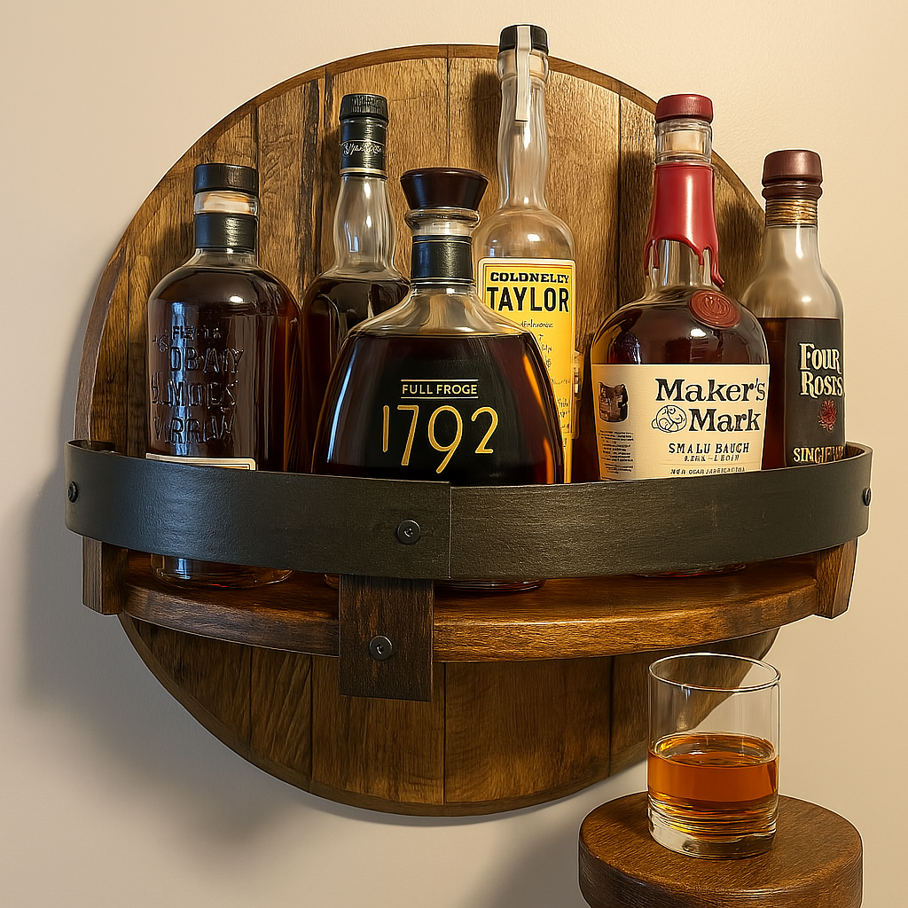 Rustik Ekvägg hylla för Whiskeyflaskor