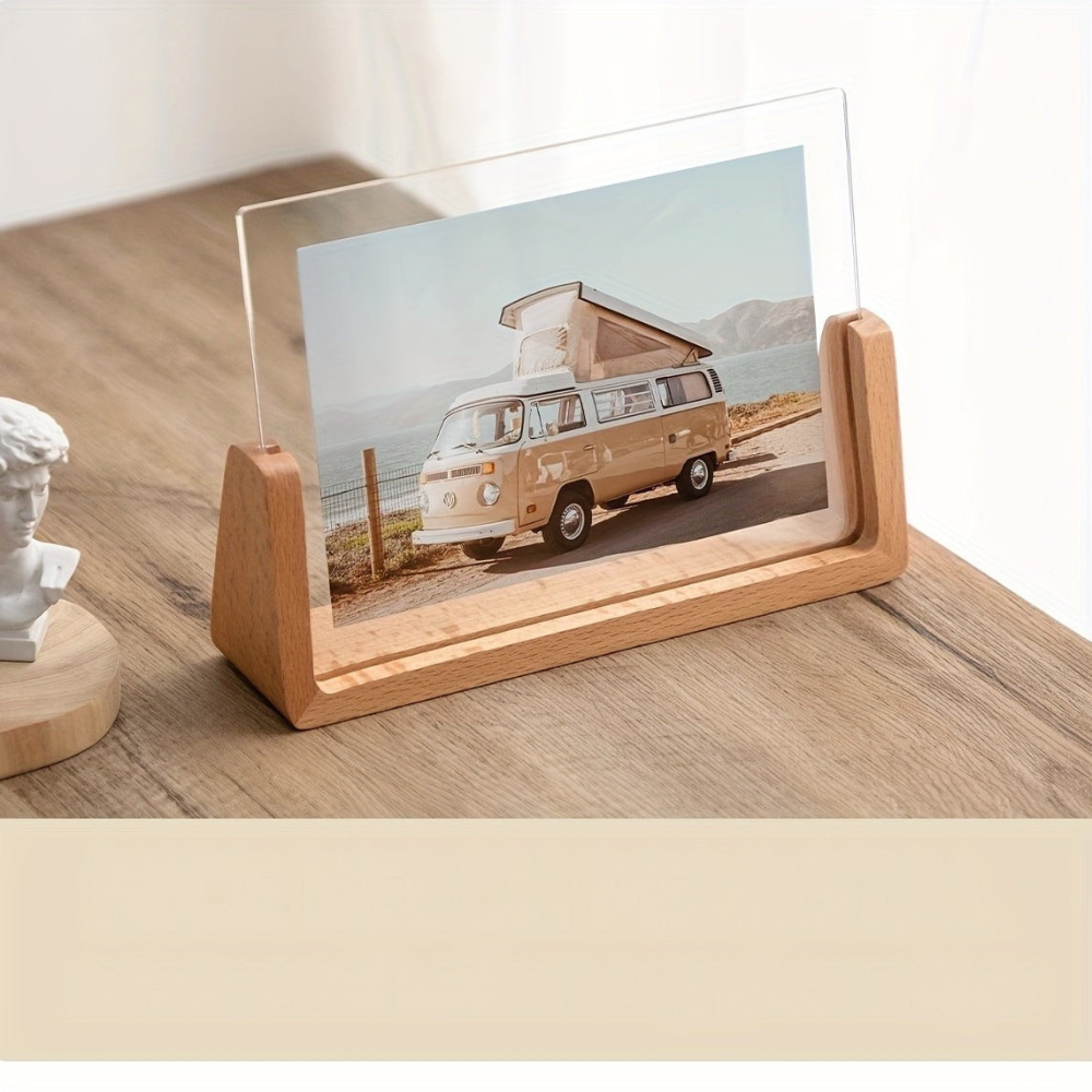 Digital Photo Frame Akryl Trä Borddisplay