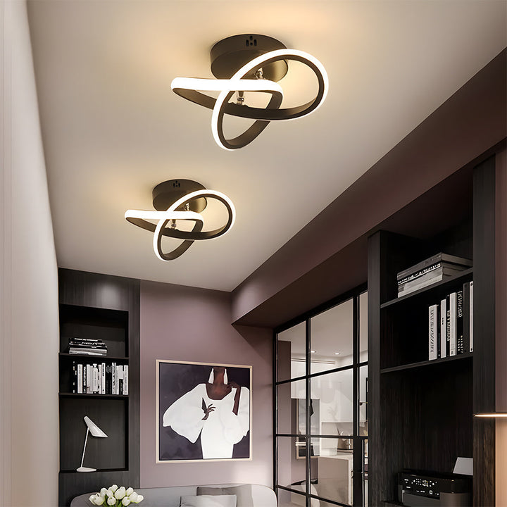 Taklampa med LED Svart metalram