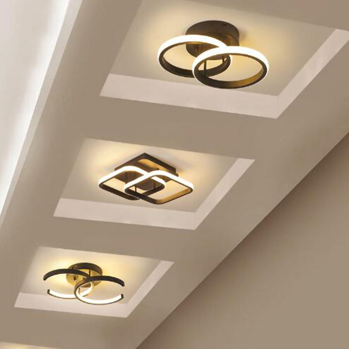 Taklampa med LED Svart metalram