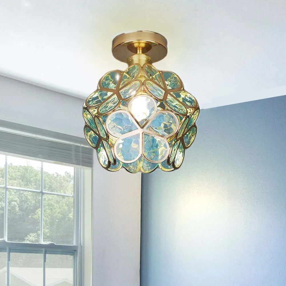 Elegant Floral Stil Glas Taklampa