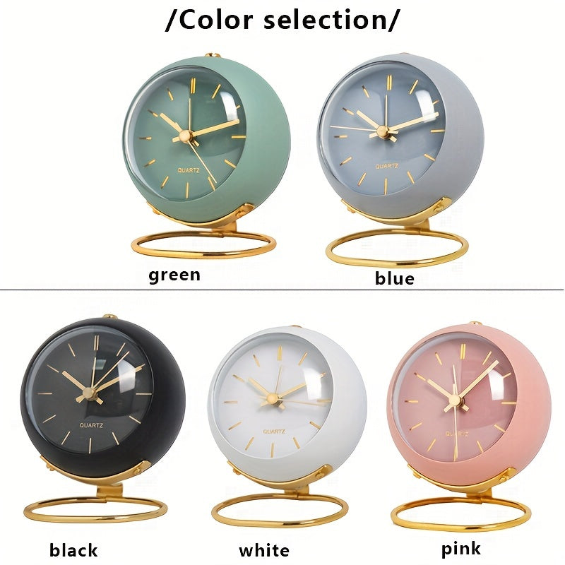 Nordic Silent Desk Clock – Luminösa Visare &amp; Metallram