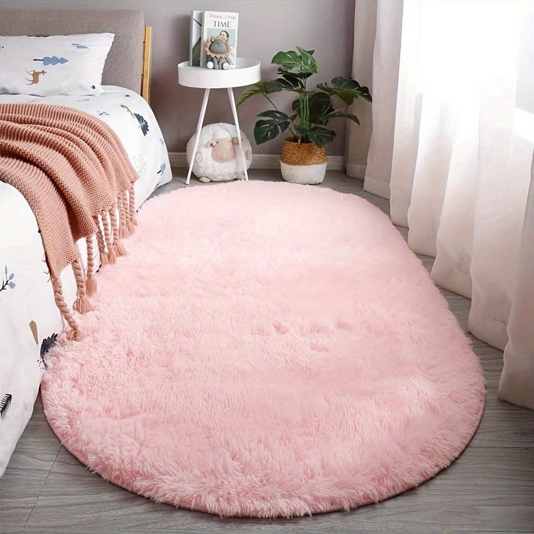 Plush Oval Rug – Mjuk och stilren matta för sovrum och vardagsrumsdekoration