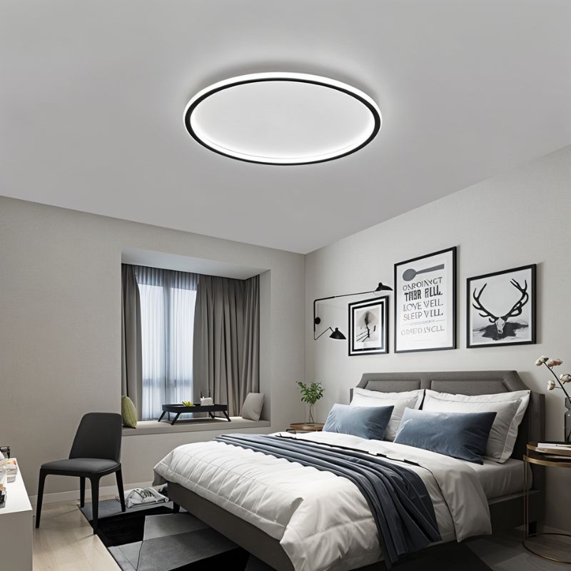 Ultra-tunn modern taklampa | Flush Mount LED för låga tak | Rund &amp; dimbar