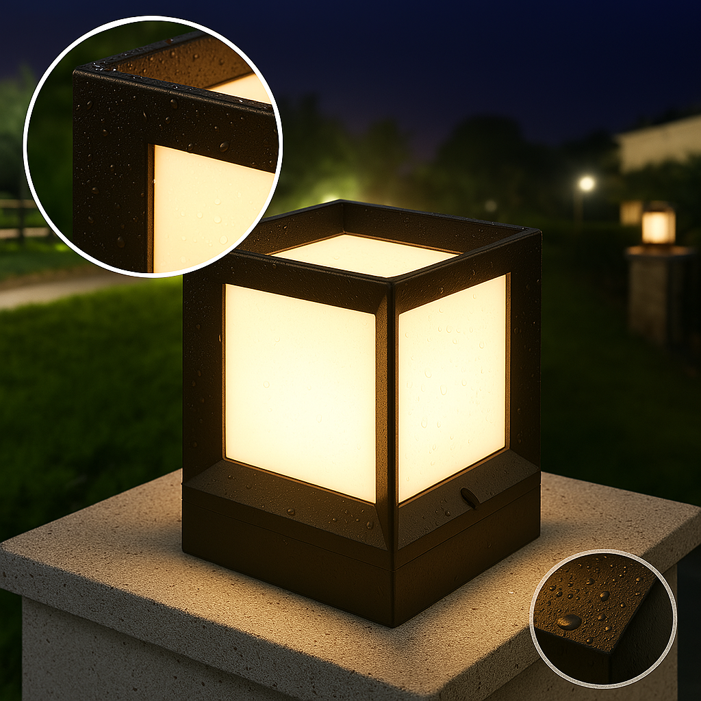 Utomhuspostlampa med modern svart ram