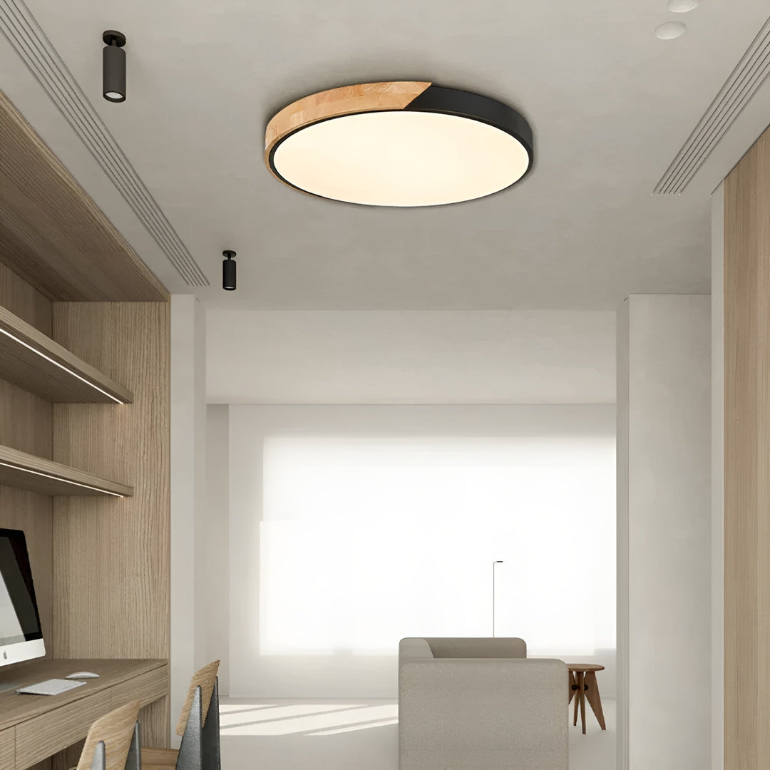 LED-taklampa i trä – Skandinavisk design | Varmt ljus för vardagsrum
