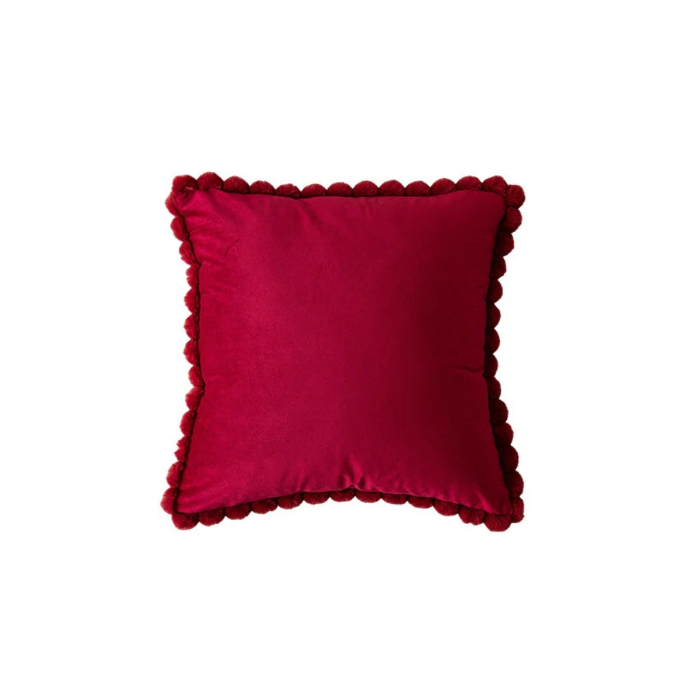 Sammet Pom-Pom Trim Kuddeöverdrag