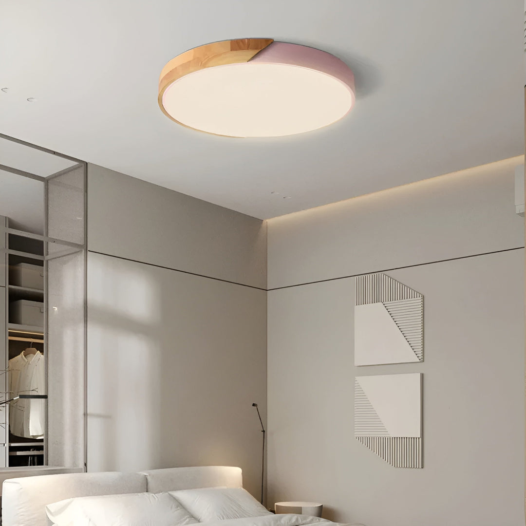 LED-taklampa i trä – Skandinavisk design | Varmt ljus för vardagsrum