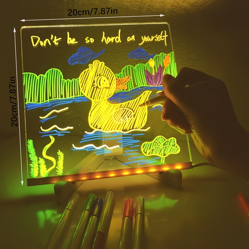 RoyaleGlow USB LED Noteringsbräda med 12 Färgpennor - Glödande Meddelandebräda för Kontor &amp; Hem