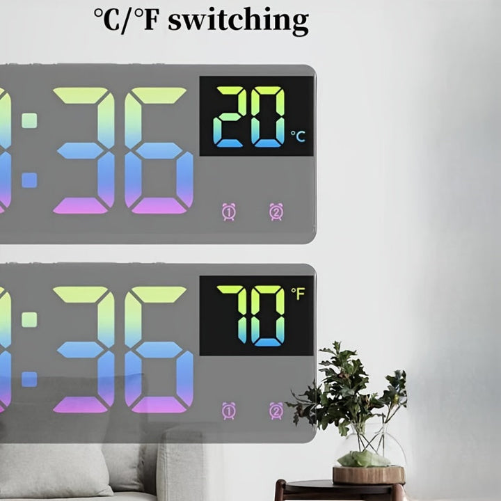 RGB Digital Väckarklocka – Röststyrd, Dubbel Alarm och Temperaturvisning