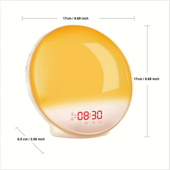 Halo Light Digital Alarmklocka – Soluppgång Alarmklocka med USB Ström och Dubbel Alarmfunktion