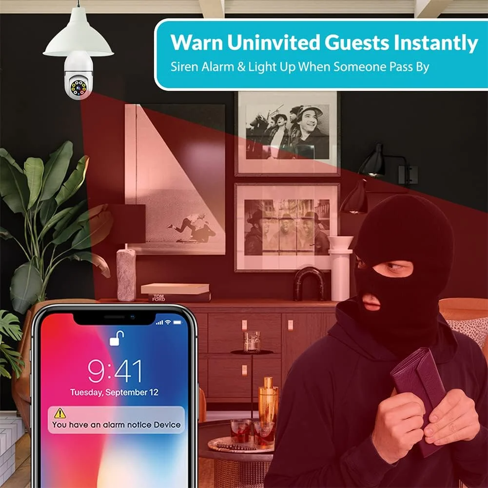 HD Trådlös Utomhus WiFi Övervakningslampa Säkerhetskamera Med Rörelsedetektering