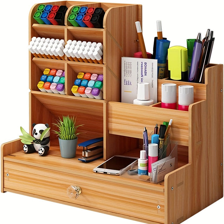 Spatial Bamboo Desk Organizer med låda – Organisera ditt arbetsutrymme effektivt och stiligt