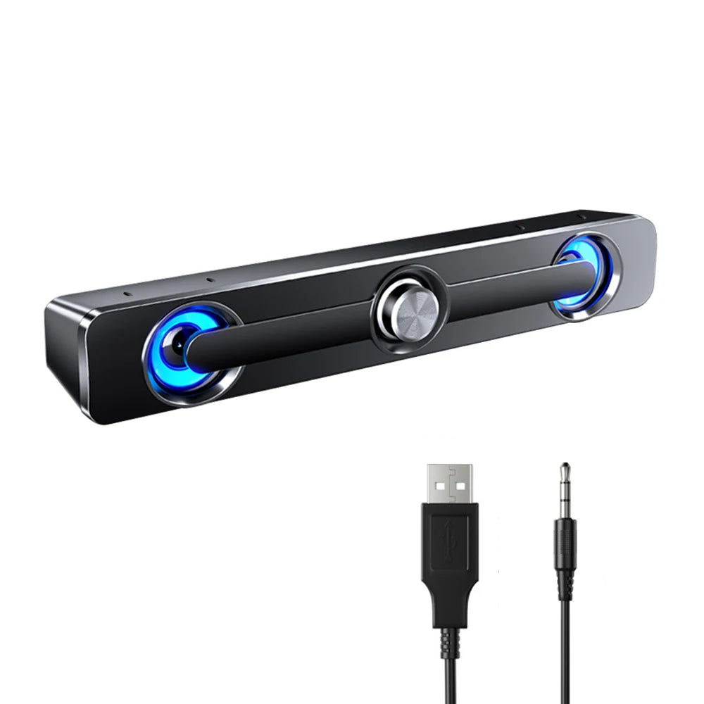 PC Soundbar Högtalare – USB-driven med LED-ljus 3,5 mm jack för Laptop &amp; TV
