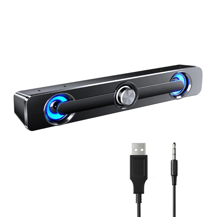 PC Soundbar Högtalare – USB-driven med LED-ljus 3,5 mm jack för Laptop & TV