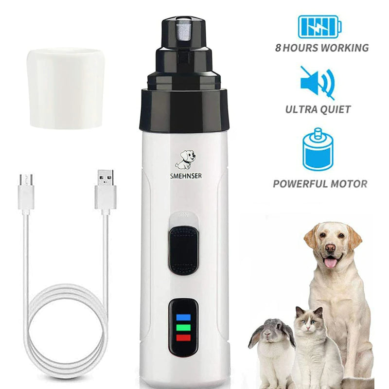 Elektrisk Kloslip &amp; Klotrimmer för Husdjur | Tyst &amp; Smärtfri Nageltrimmer för Hund &amp; Katt – Uppladdningsbar &amp; Ergonomisk Design