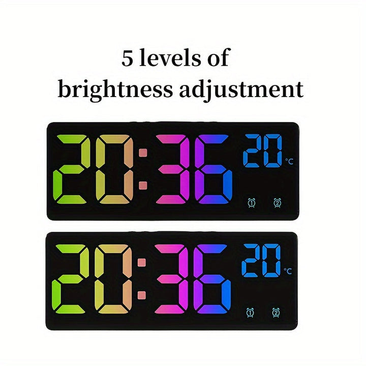 RGB Digital Väckarklocka – Röststyrd, Dubbel Alarm och Temperaturvisning