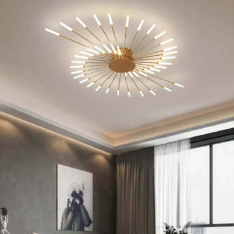 Taklampa modern metall LED kristallhänglampa