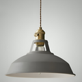 Industriell mässingshängande lampa med blå skärm