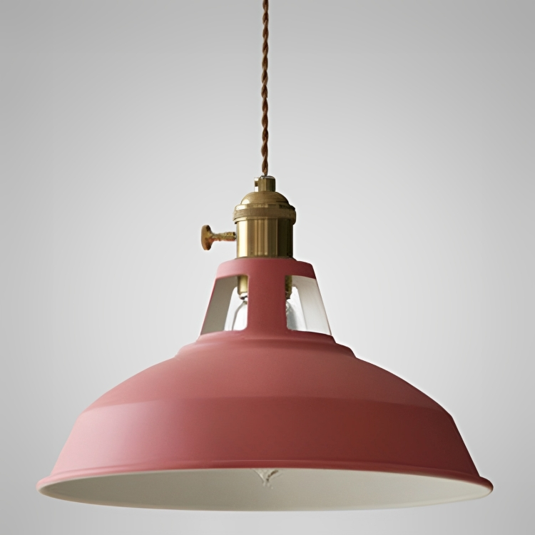 Industriell mässingshängande lampa med blå skärm