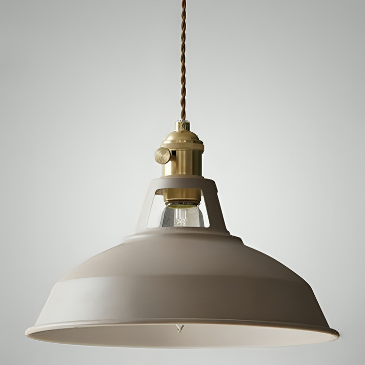 Industriell mässingshängande lampa med blå skärm