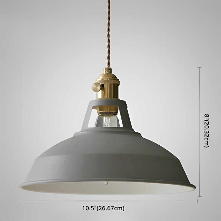 Industriell mässingshängande lampa med blå skärm