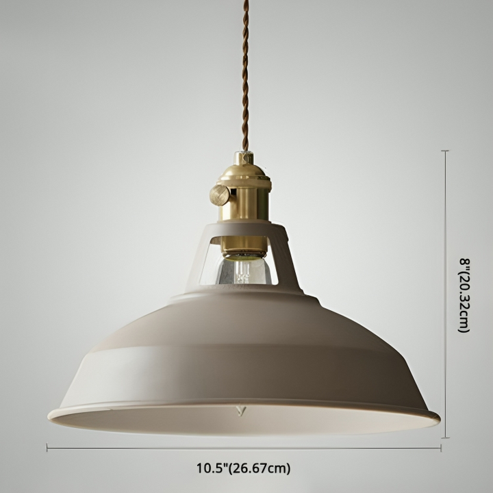Industriell mässingshängande lampa med blå skärm