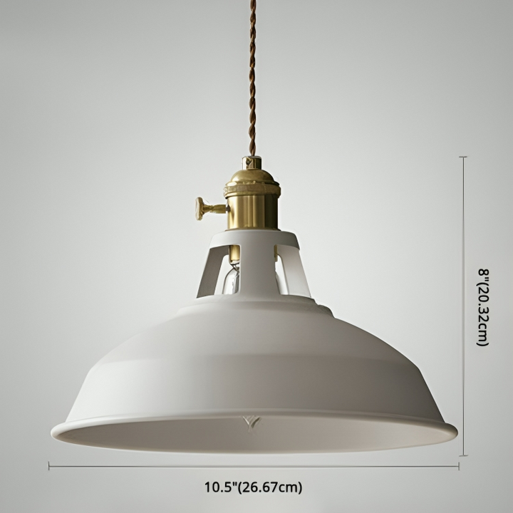 Industriell mässingshängande lampa med blå skärm