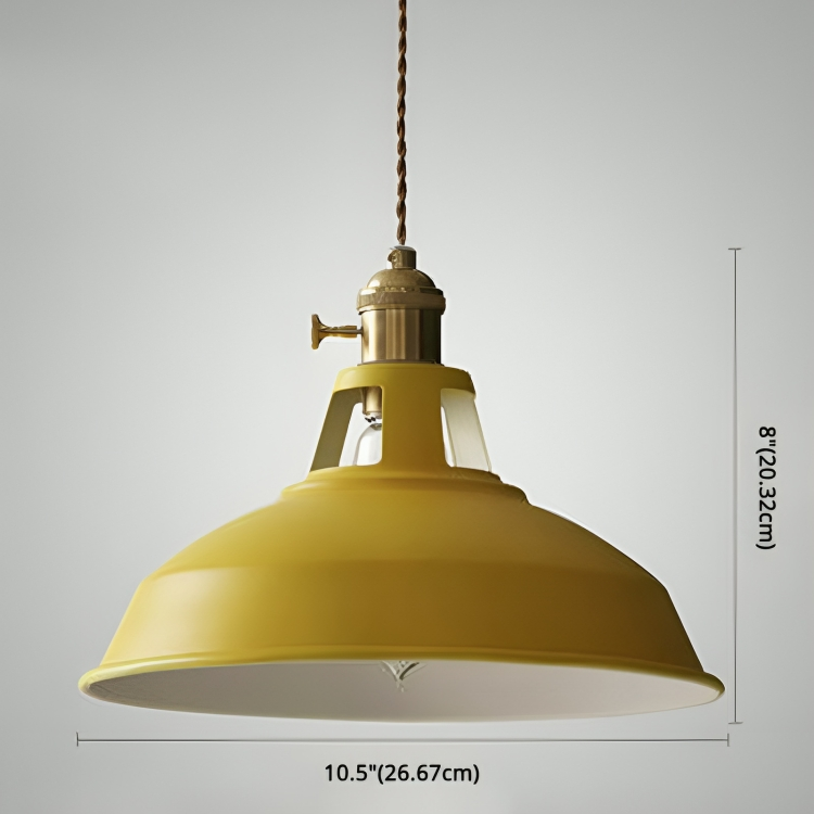 Industriell mässingshängande lampa med blå skärm