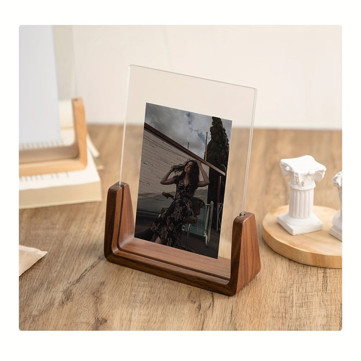 Digital Photo Frame Akryl Trä Borddisplay