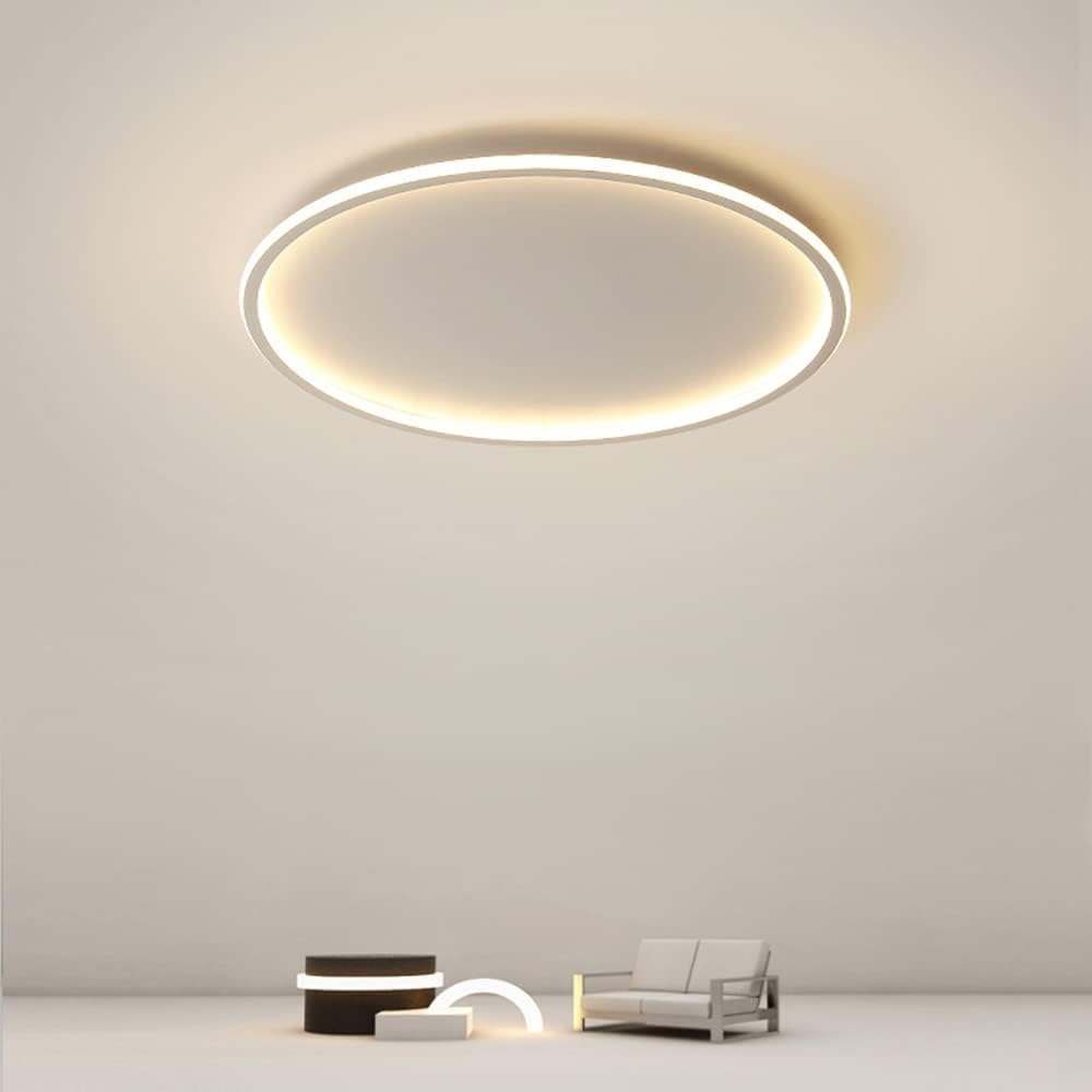 Ultra-tunn modern taklampa | Flush Mount LED för låga tak | Rund &amp; dimbar
