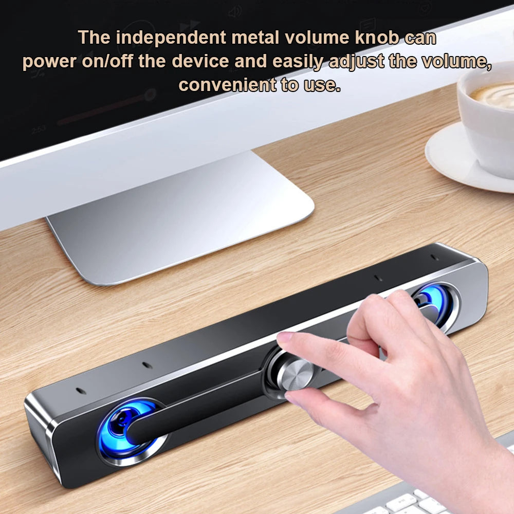 PC Soundbar Högtalare – USB-driven med LED-ljus 3,5 mm jack för Laptop &amp; TV