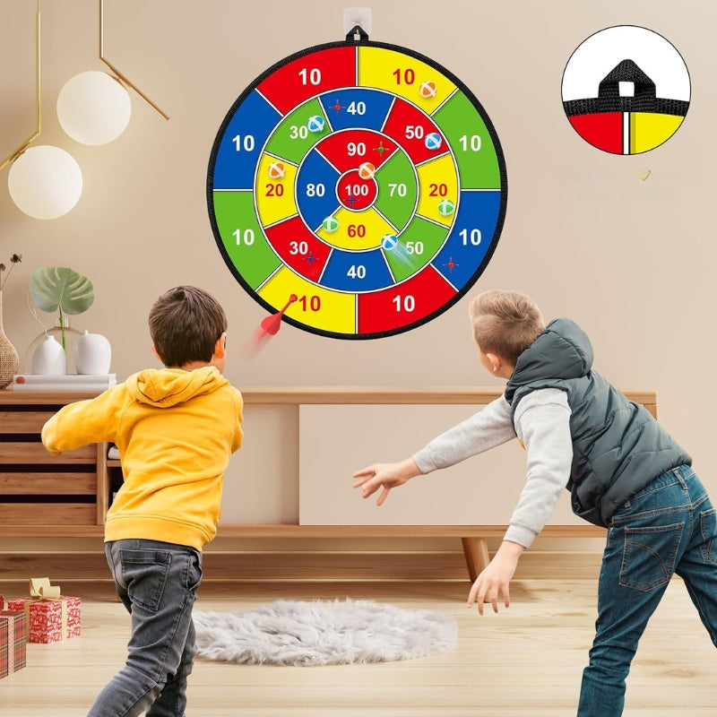 SkillDarts - Stor dubbelsidig darttavla för barn med klibbiga bollar och målspelet