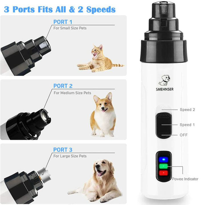 Elektrisk Kloslip &amp; Klotrimmer för Husdjur | Tyst &amp; Smärtfri Nageltrimmer för Hund &amp; Katt – Uppladdningsbar &amp; Ergonomisk Design