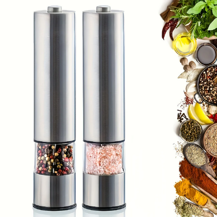 Elektriskt Salt &amp; Pepparkvarn Set – Batteridrivna Kvarnar i Rostfritt Stål med Justerbar Malning