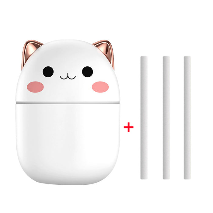 Trivhem Söt luftfuktare formad som en katt – USB och LED-ljus