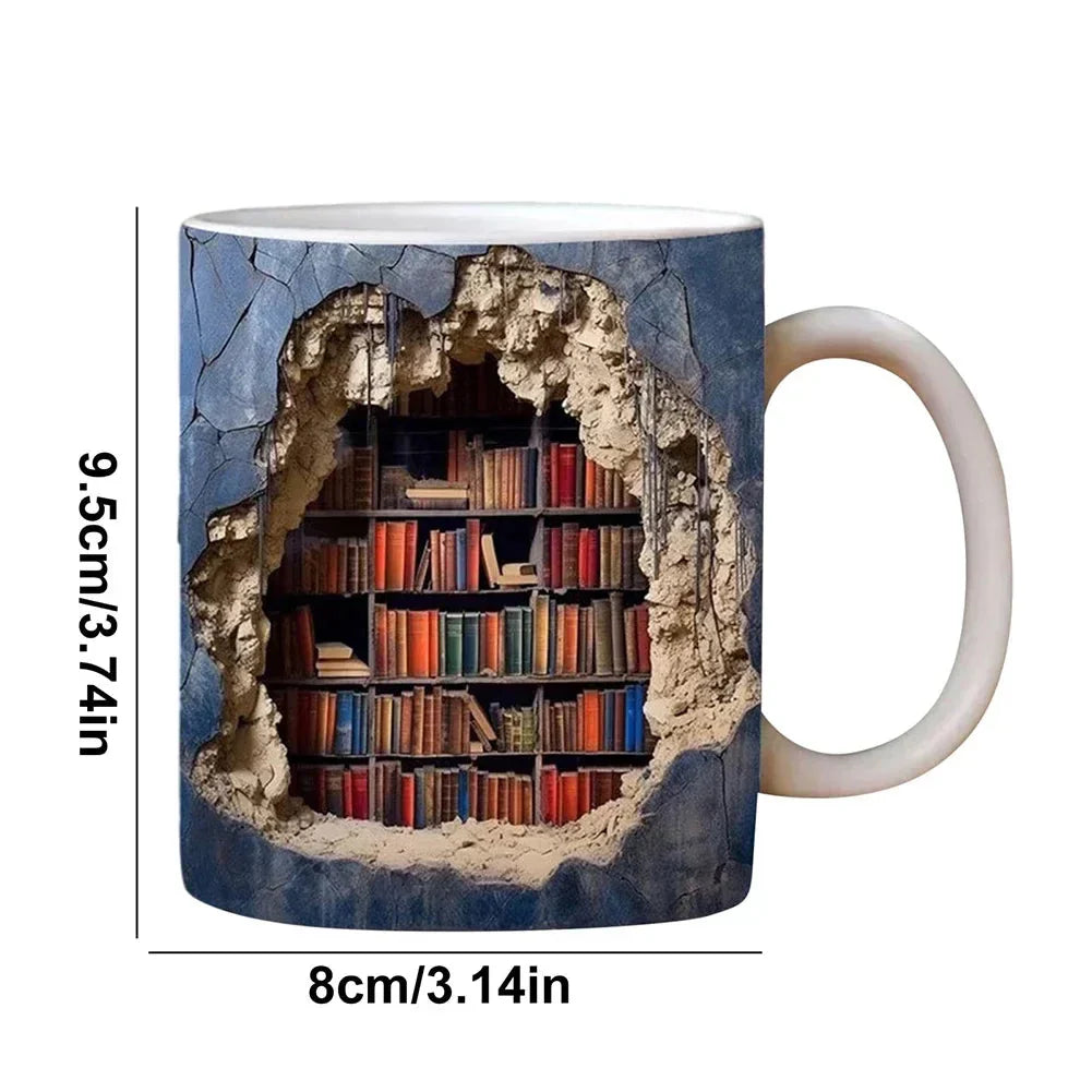 3D bokhylla keramisk mugg