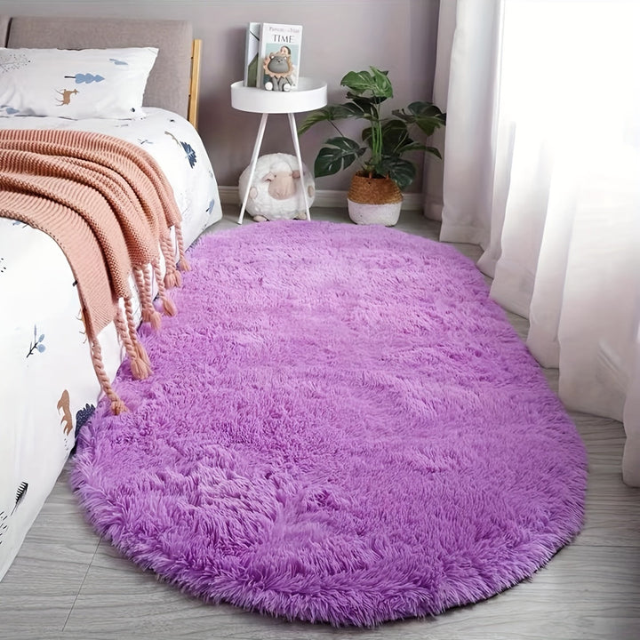 Plush Oval Rug – Mjuk och stilren matta för sovrum och vardagsrumsdekoration