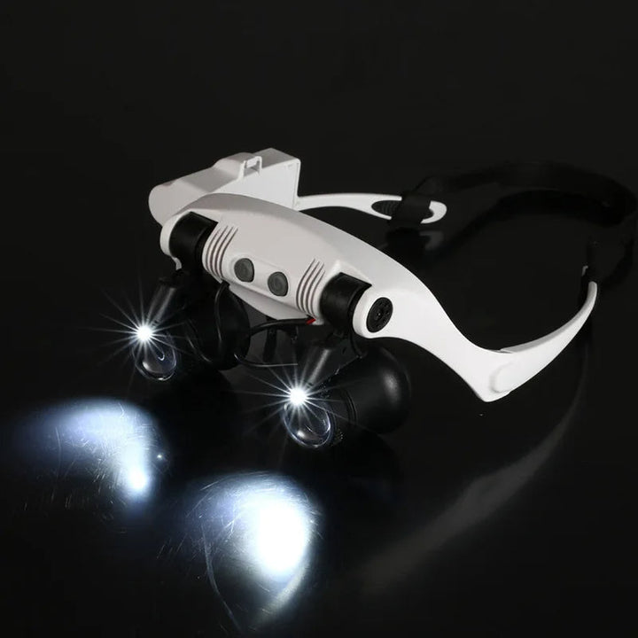 Huvudband Huvudförstorare 8 Linser LED Ljus Juvelerare Glasögon
