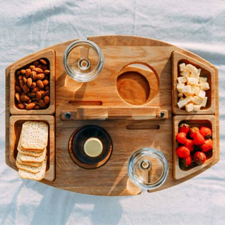 Elegant Ek Picnic Vin Bord – Kompakt &amp; Mångsidig
