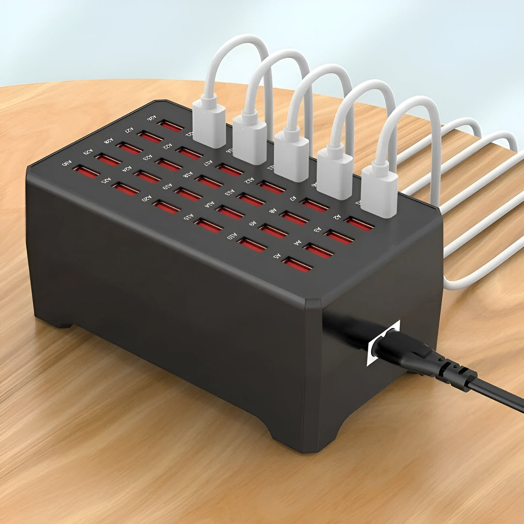 Multi-USB Laddstation – 30 portar | Snabb och samtidig laddning för flera enheter