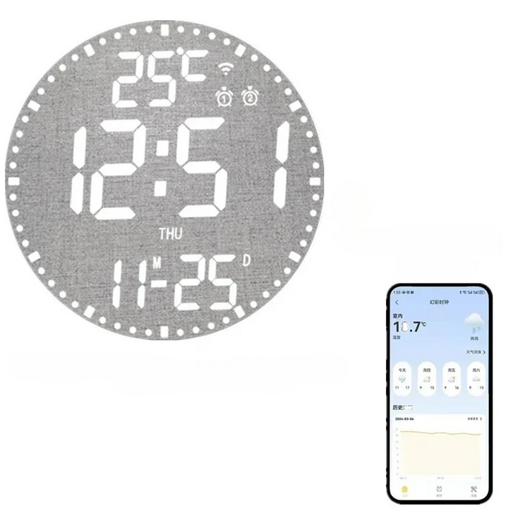 WiFiTid - LED Väggklocka Med Kalender och Dubbel Alarmfunktion