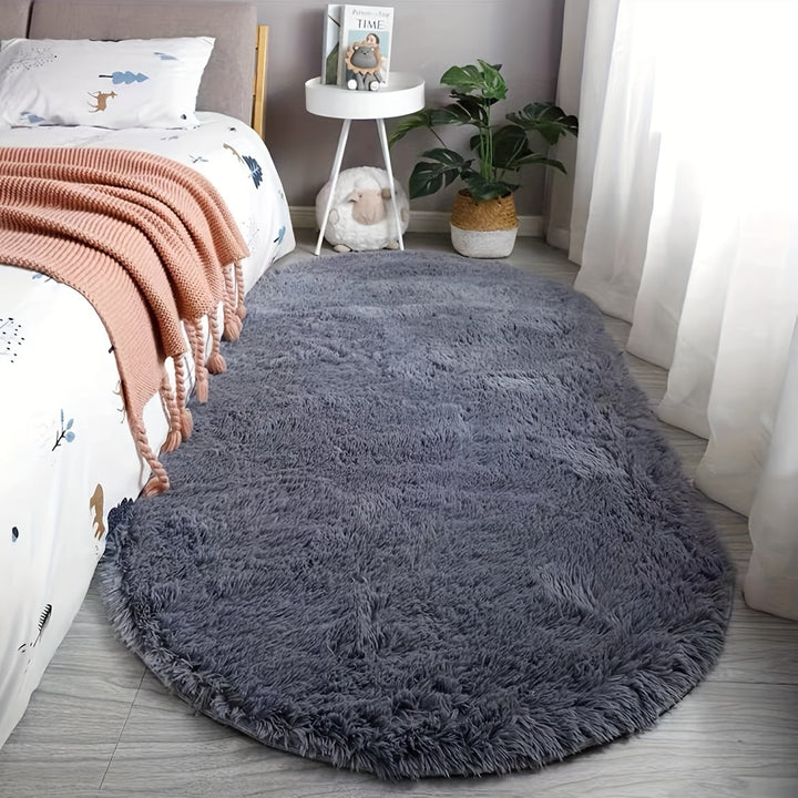 Plush Oval Rug – Mjuk och stilren matta för sovrum och vardagsrumsdekoration
