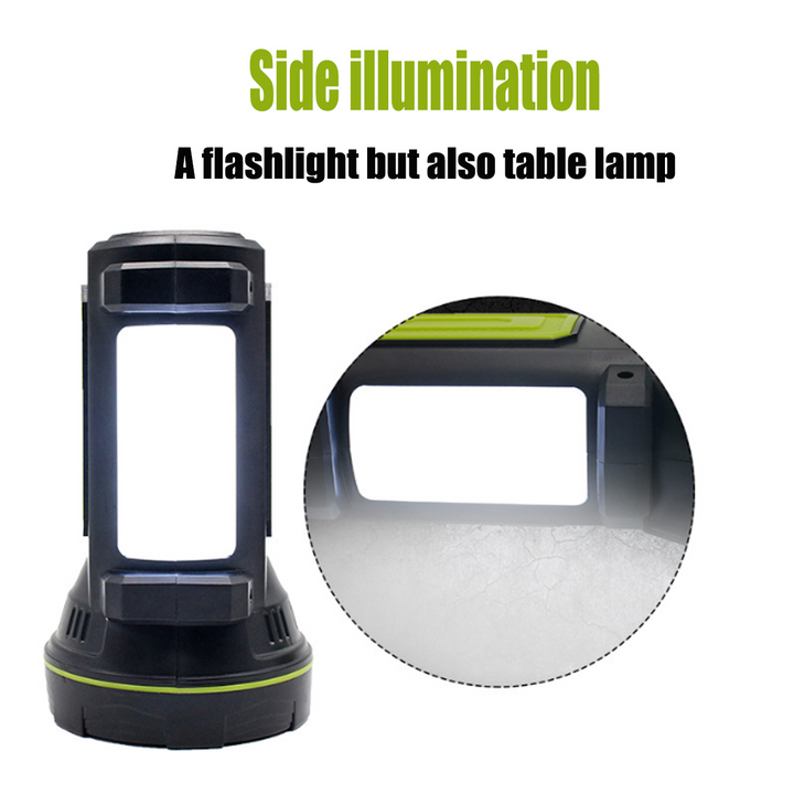 LED ficklampa med sidobelysning – Bärbar arbetslampa för camping och nödsituationer
