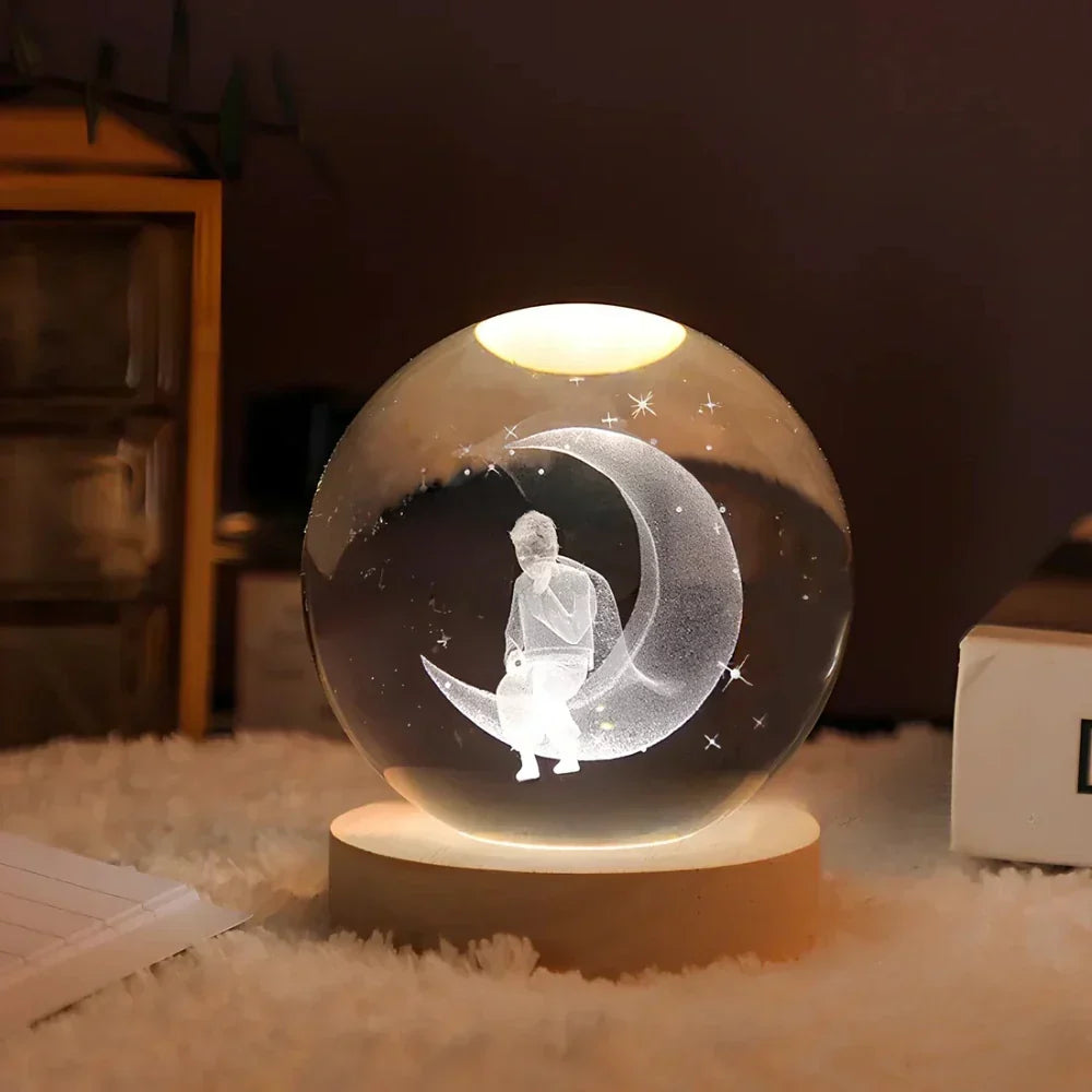 LED Nattljus med 3D Kristallkula