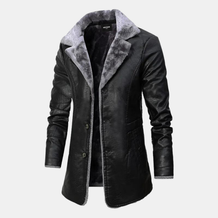 Mäns Vinterläderrock Elegant Läder