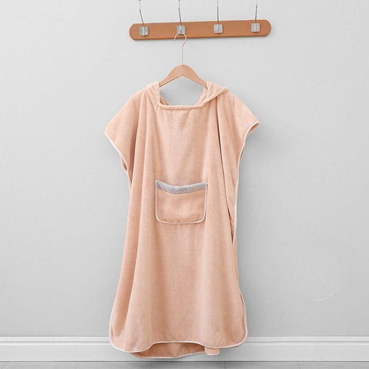 Ultramjuk fleeceponcho med huva – Snabbtorkande unisex bad- och spa-morgonrock