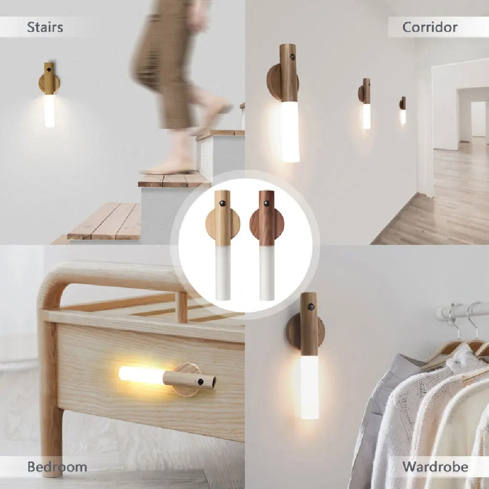 Uppladdningsbar LED-vägglampa – USB-magnetisk rörelsesensorlampa för sovrum, vardagsrum och trappa