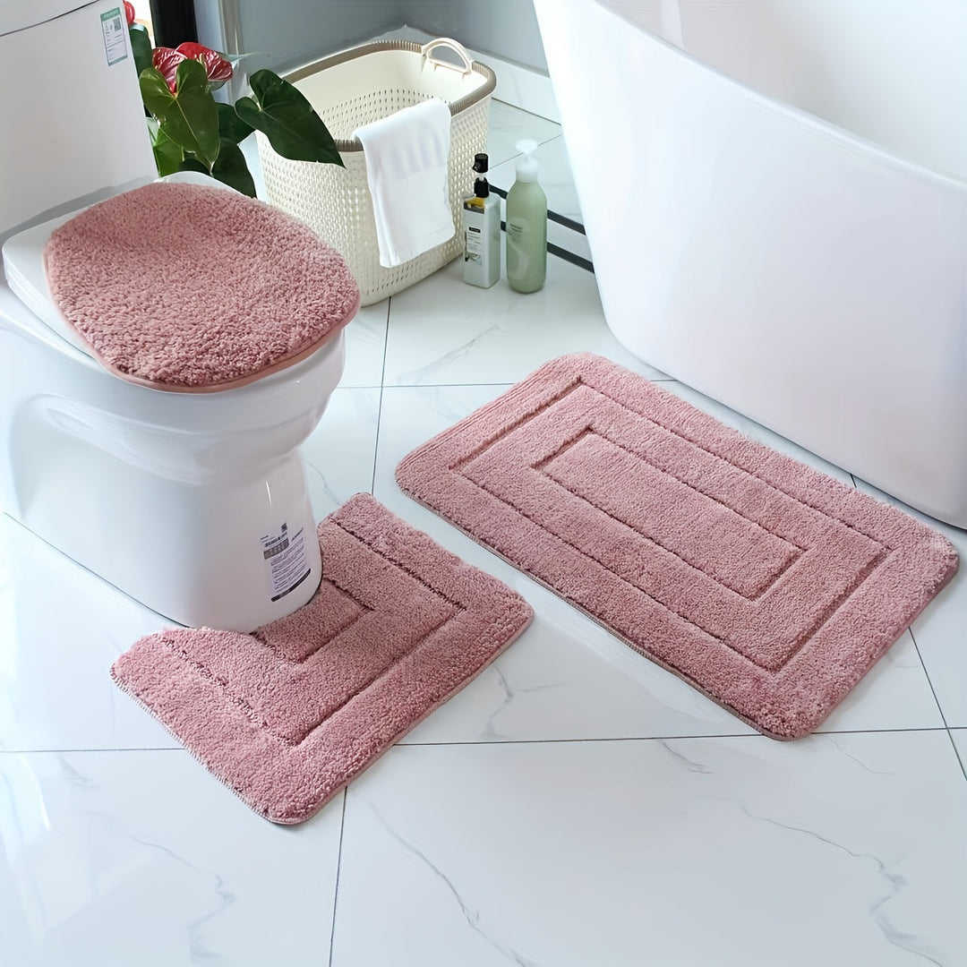 3-delad ultrafin fiber badrumsmattor set – snabbtorkande och absorberande