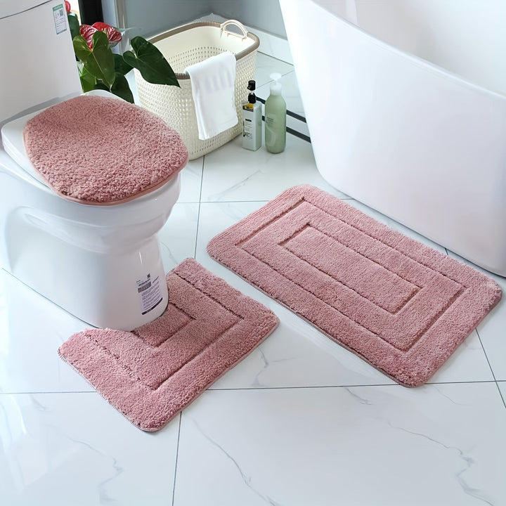 3-delad ultrafin fiber badrumsmattor set – snabbtorkande och absorberande